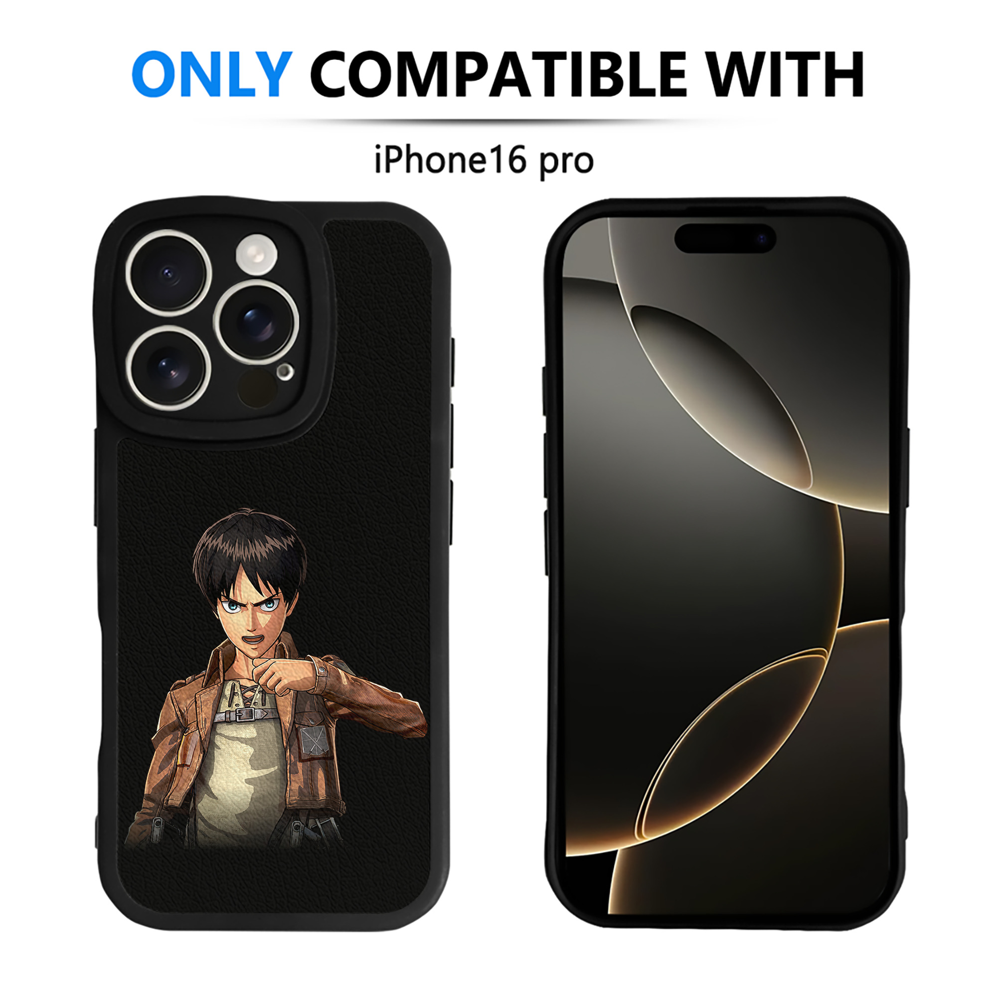 （画像用） 進撃の巨人 エレン･イェーガー Attack on Titan Eren Jäger 【iPhone 16シリーズ対応】シリコンスマホケース（レザー調） 材質：シリコン